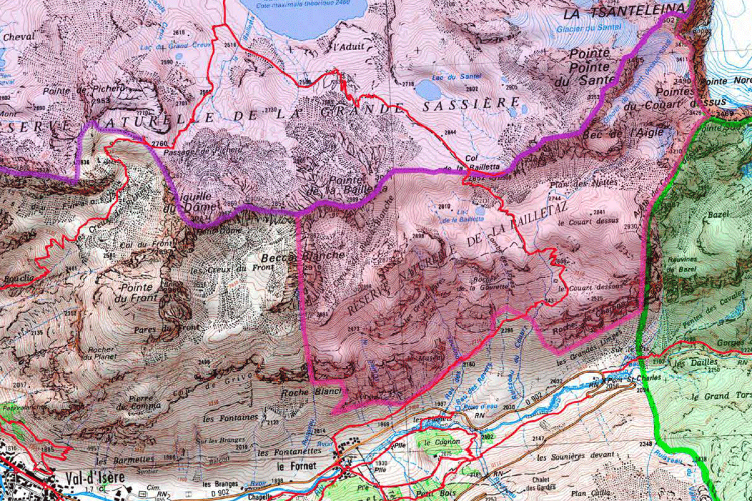 Carte de la Réserve naturelle de la Bailletaz